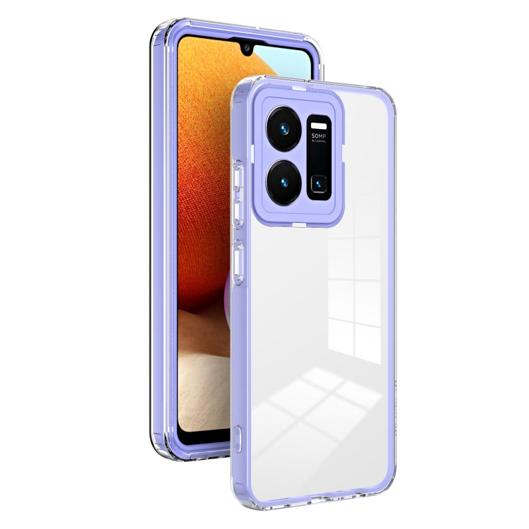 For vivo Y35 4G 2022 Global / Y22 4G 3 in 1 Clear TPU Color PC Frame Phone Case