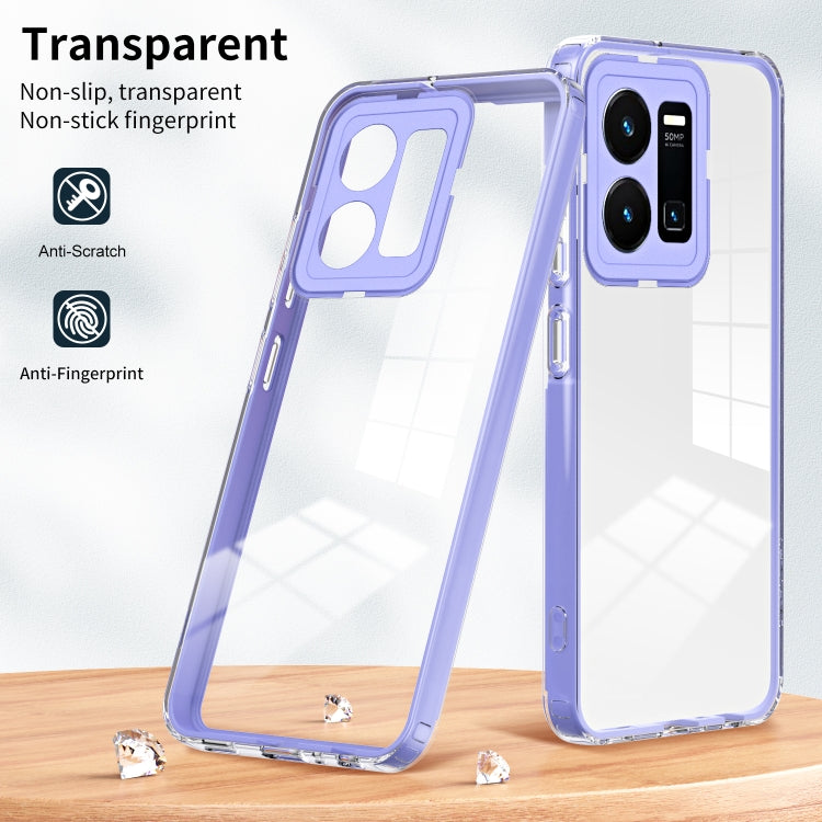 For vivo Y35 4G 2022 Global / Y22 4G 3 in 1 Clear TPU Color PC Frame Phone Case