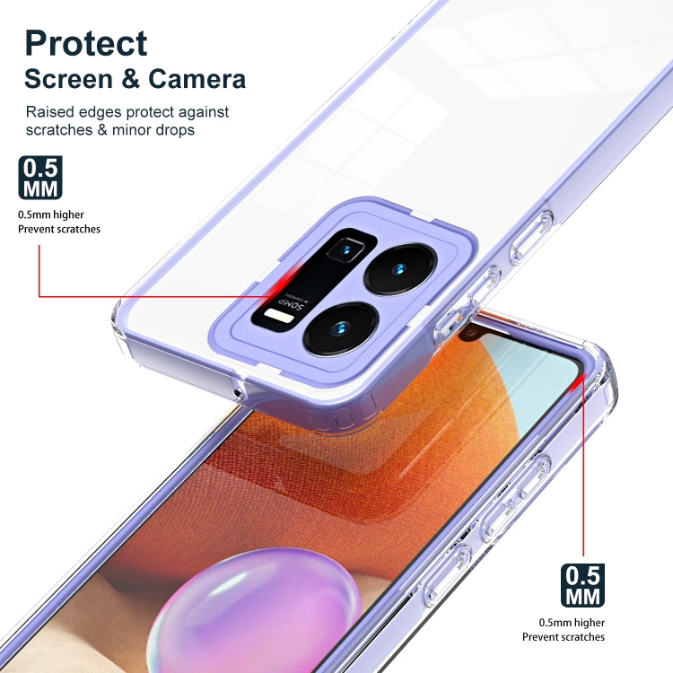 For vivo Y35 4G 2022 Global / Y22 4G 3 in 1 Clear TPU Color PC Frame Phone Case