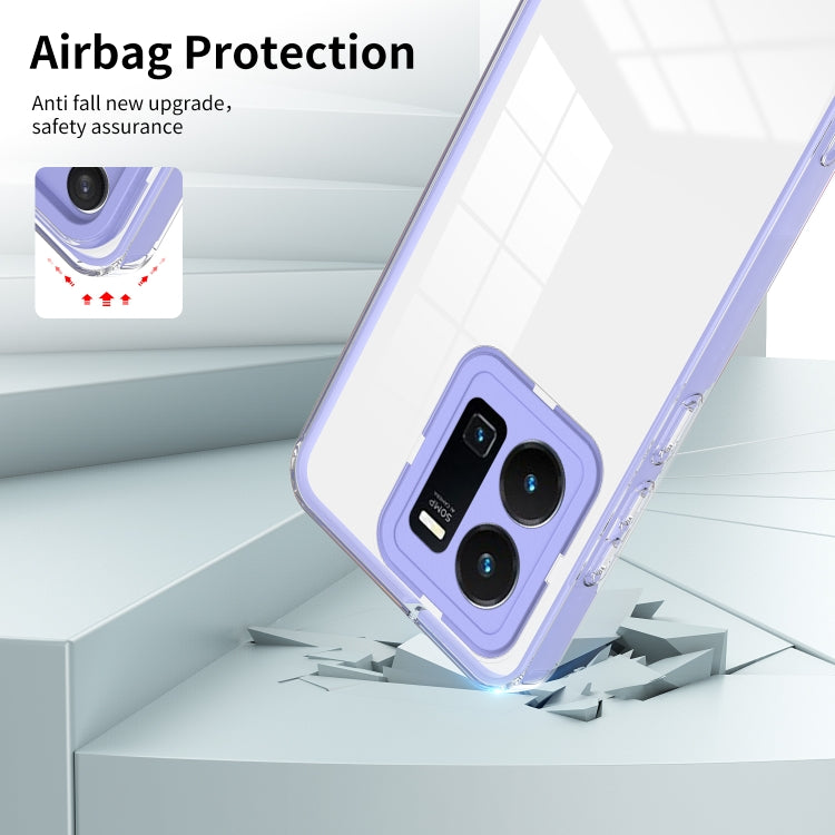 For vivo Y35 4G 2022 Global / Y22 4G 3 in 1 Clear TPU Color PC Frame Phone Case