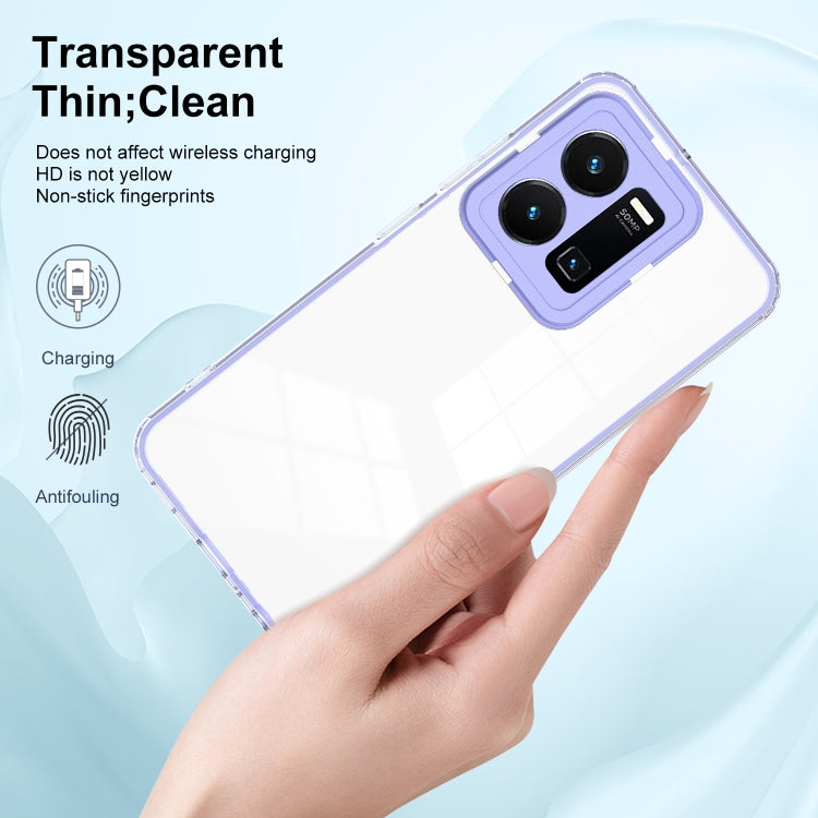 For vivo Y35 4G 2022 Global / Y22 4G 3 in 1 Clear TPU Color PC Frame Phone Case
