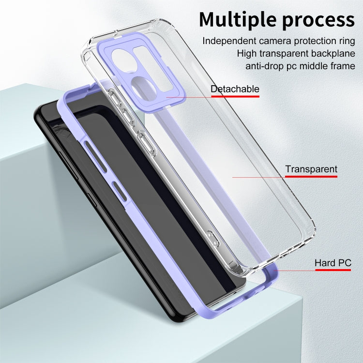 For vivo Y35 4G 2022 Global / Y22 4G 3 in 1 Clear TPU Color PC Frame Phone Case