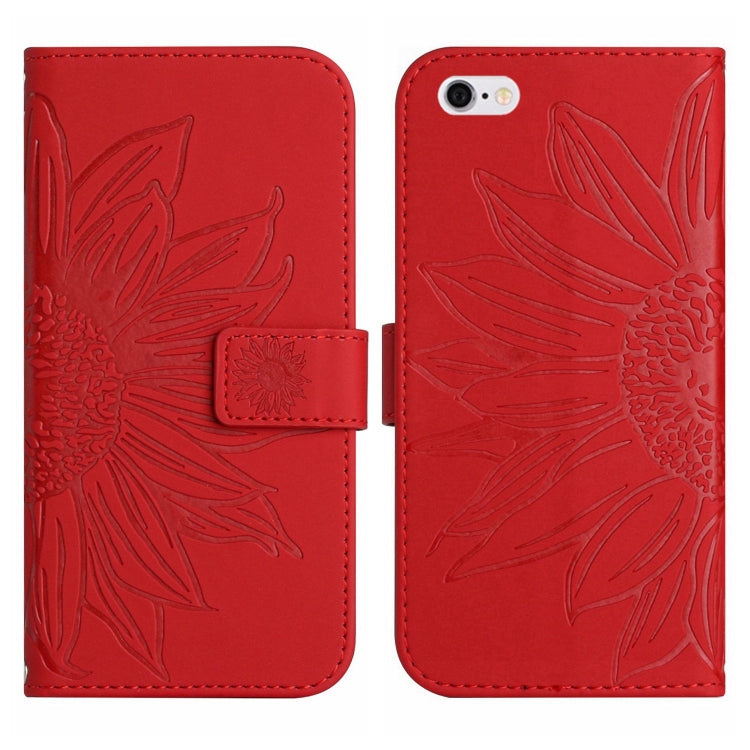 For iPhone 6 Skin Feel Sun Flower Pattern Flip Leather Phone Case with Lanyard