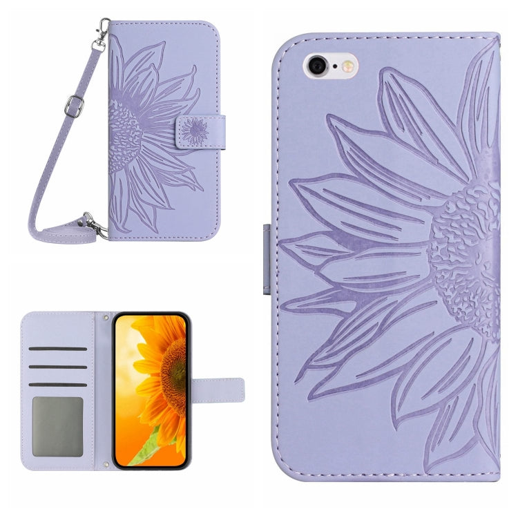 For iPhone 6 Skin Feel Sun Flower Pattern Flip Leather Phone Case with Lanyard
