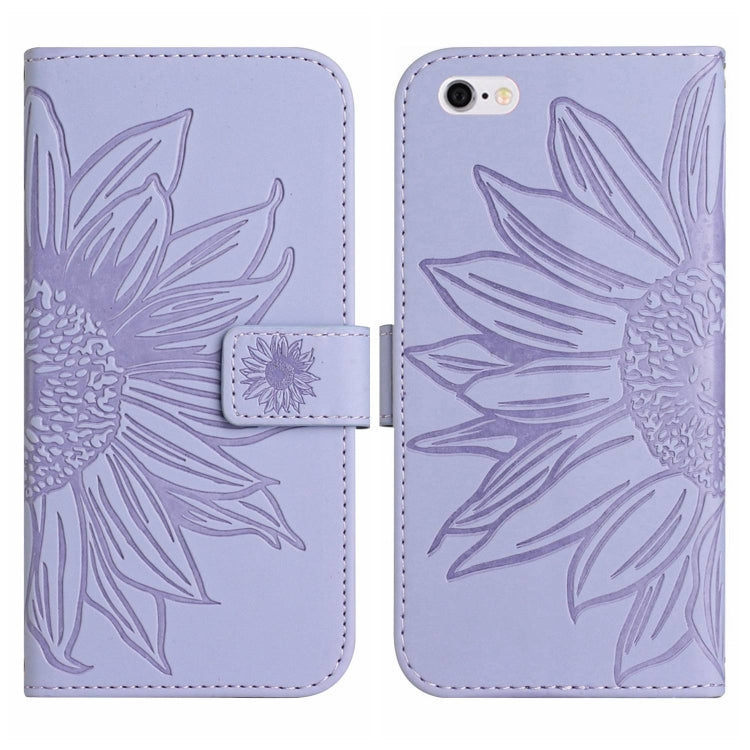 For iPhone 6 Skin Feel Sun Flower Pattern Flip Leather Phone Case with Lanyard