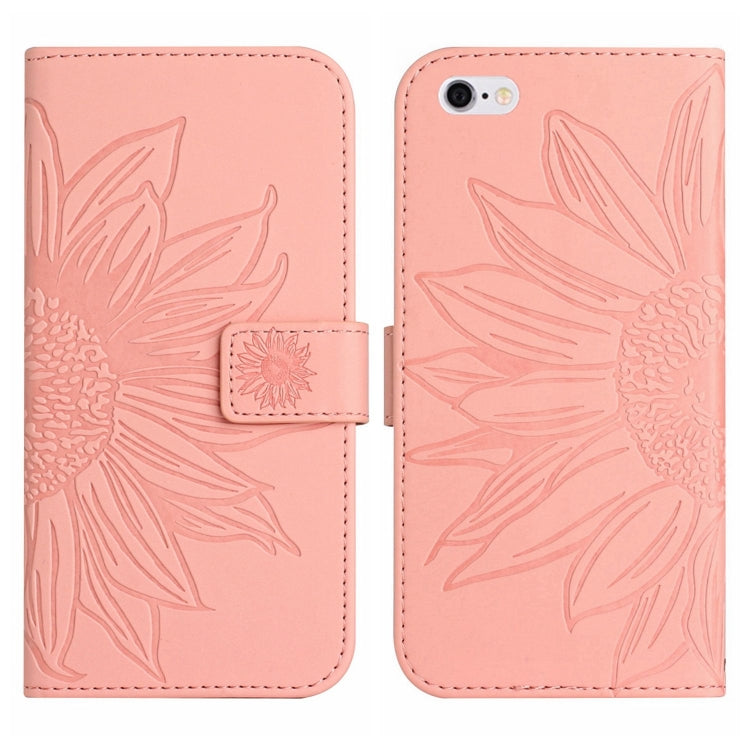 For iPhone 6s Plus Skin Feel Sun Flower Pattern Flip Leather Phone Case with Lanyard