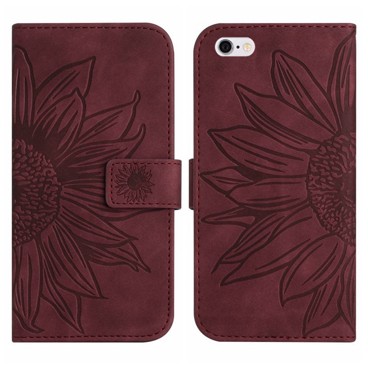 For iPhone 6s Plus Skin Feel Sun Flower Pattern Flip Leather Phone Case with Lanyard