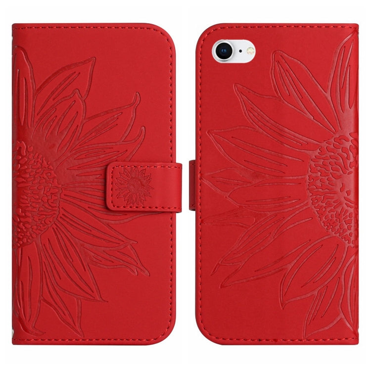 For iPhone 7 / 8 Skin Feel Sun Flower Pattern Flip Leather Phone Case with Lanyard