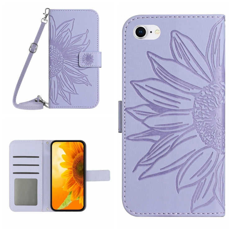 For iPhone 7 / 8 Skin Feel Sun Flower Pattern Flip Leather Phone Case with Lanyard