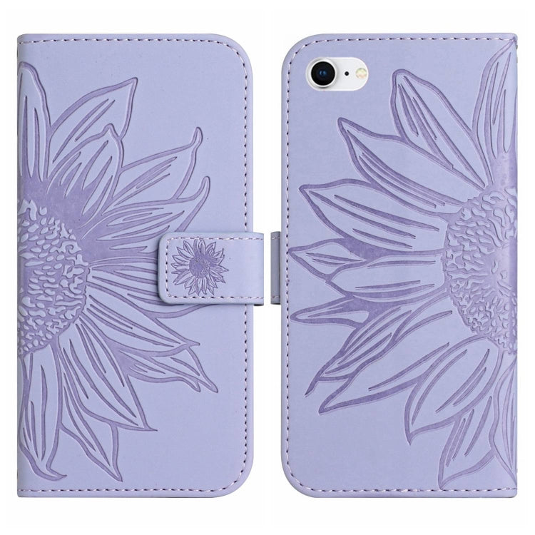 For iPhone 7 / 8 Skin Feel Sun Flower Pattern Flip Leather Phone Case with Lanyard