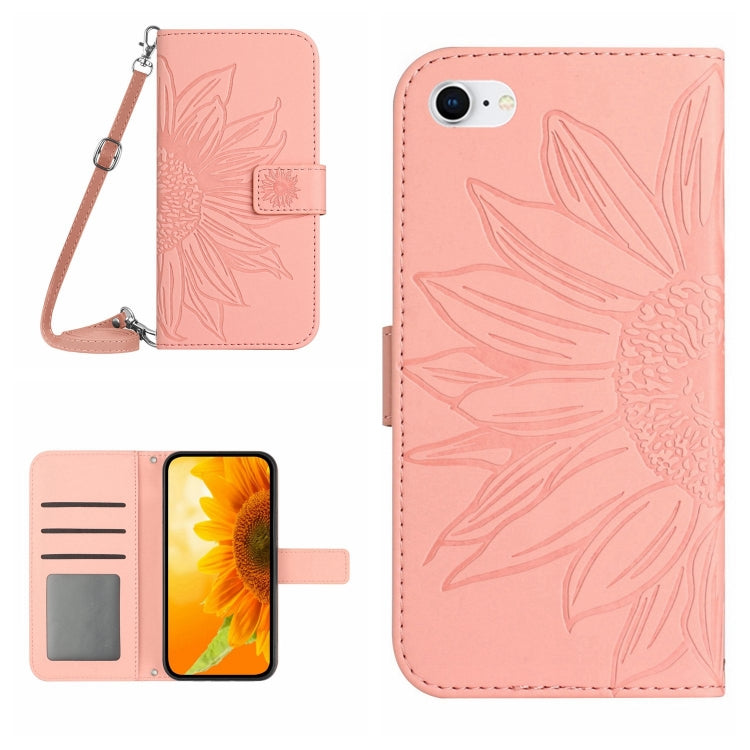 For iPhone 7 / 8 Skin Feel Sun Flower Pattern Flip Leather Phone Case with Lanyard