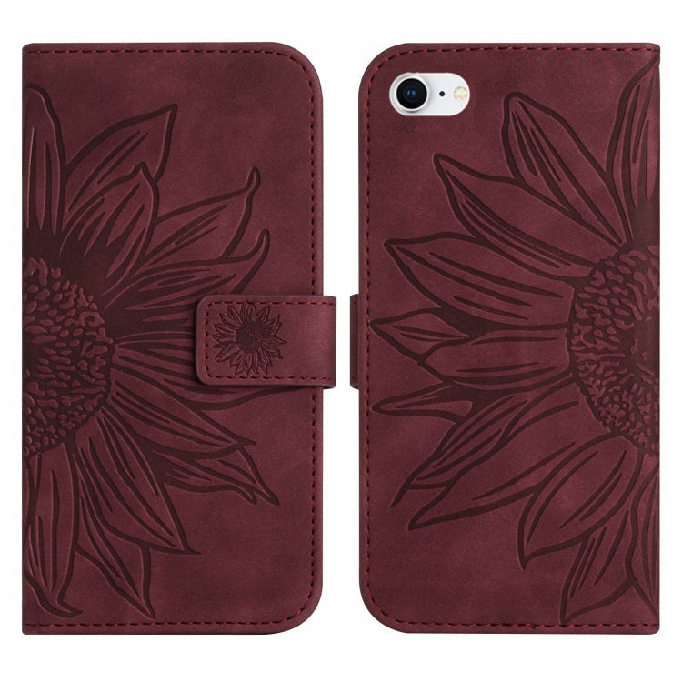 For iPhone 7 / 8 Skin Feel Sun Flower Pattern Flip Leather Phone Case with Lanyard