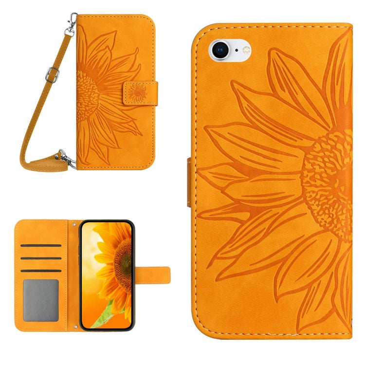 For iPhone 7 / 8 Skin Feel Sun Flower Pattern Flip Leather Phone Case with Lanyard