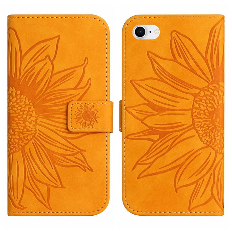 For iPhone 7 / 8 Skin Feel Sun Flower Pattern Flip Leather Phone Case with Lanyard
