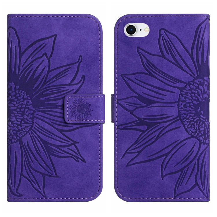 For iPhone 7 / 8 Skin Feel Sun Flower Pattern Flip Leather Phone Case with Lanyard