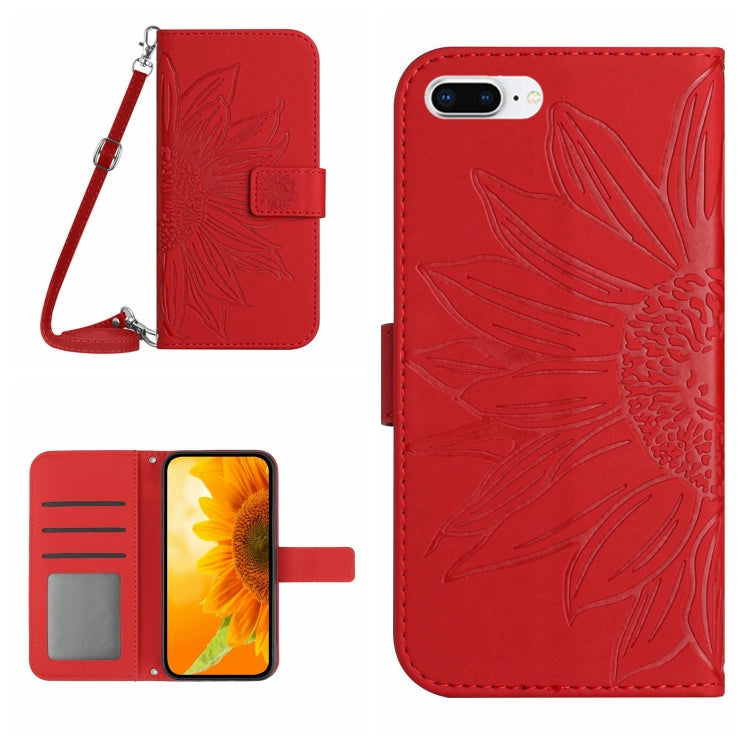 For iPhone 7 Plus / 8 Plus Skin Feel Sun Flower Pattern Flip Leather Phone Case with Lanyard