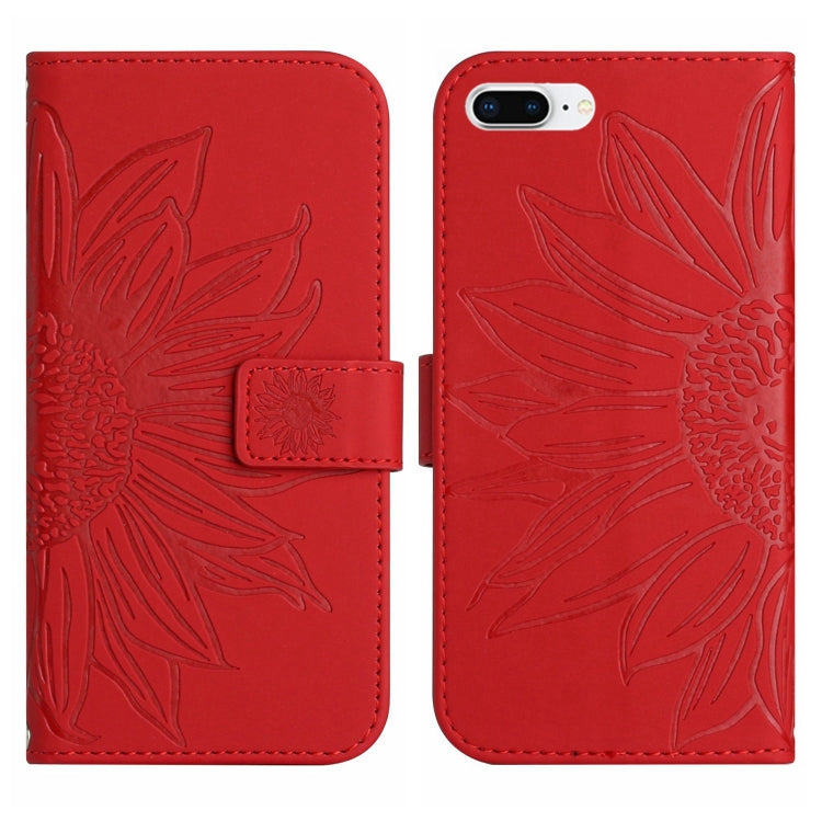 For iPhone 7 Plus / 8 Plus Skin Feel Sun Flower Pattern Flip Leather Phone Case with Lanyard