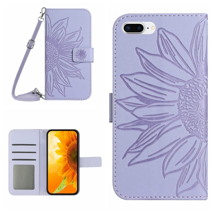 For iPhone 7 Plus / 8 Plus Skin Feel Sun Flower Pattern Flip Leather Phone Case with Lanyard