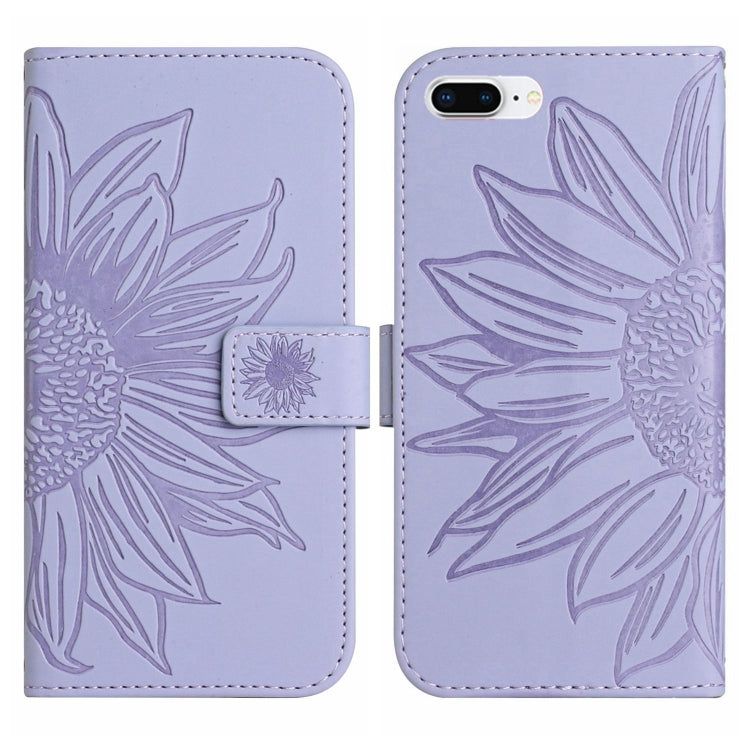 For iPhone 7 Plus / 8 Plus Skin Feel Sun Flower Pattern Flip Leather Phone Case with Lanyard