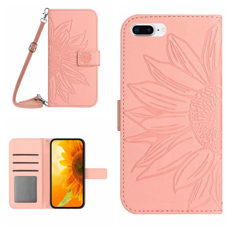 For iPhone 7 Plus / 8 Plus Skin Feel Sun Flower Pattern Flip Leather Phone Case with Lanyard
