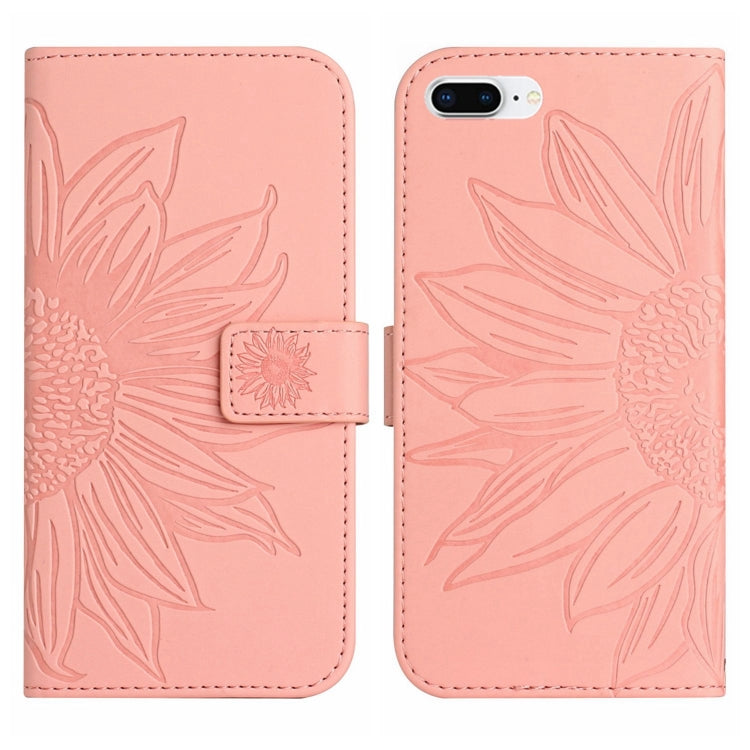 For iPhone 7 Plus / 8 Plus Skin Feel Sun Flower Pattern Flip Leather Phone Case with Lanyard