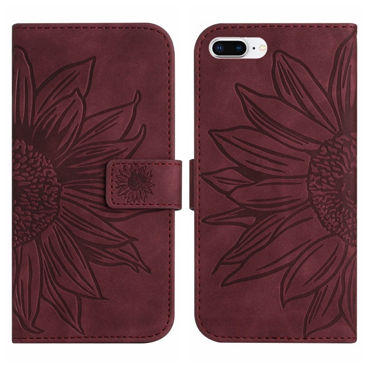 For iPhone 7 Plus / 8 Plus Skin Feel Sun Flower Pattern Flip Leather Phone Case with Lanyard