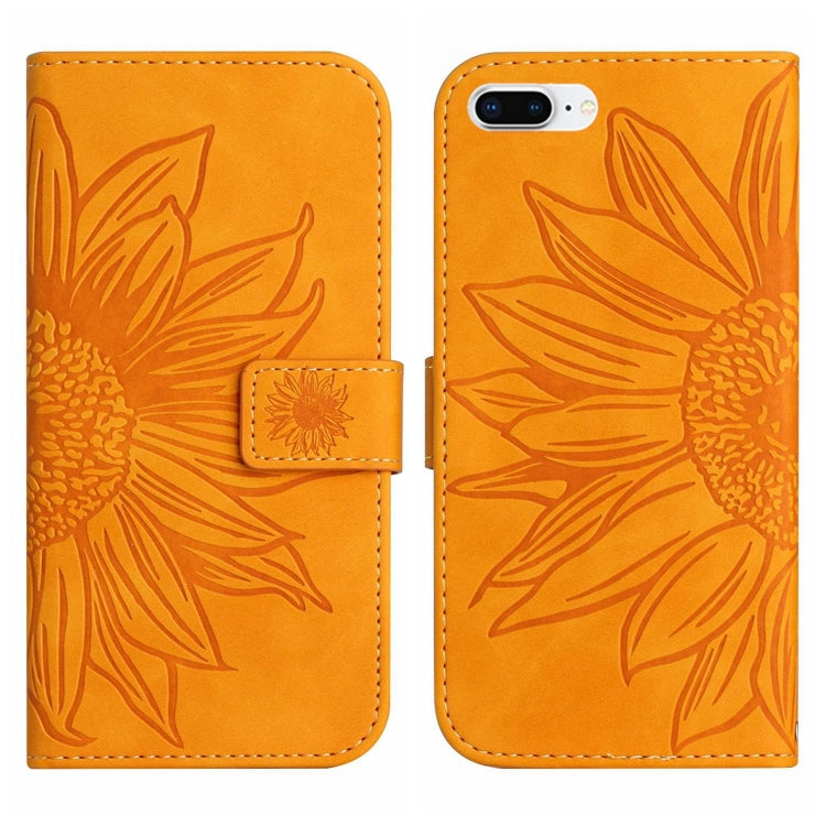 For iPhone 7 Plus / 8 Plus Skin Feel Sun Flower Pattern Flip Leather Phone Case with Lanyard