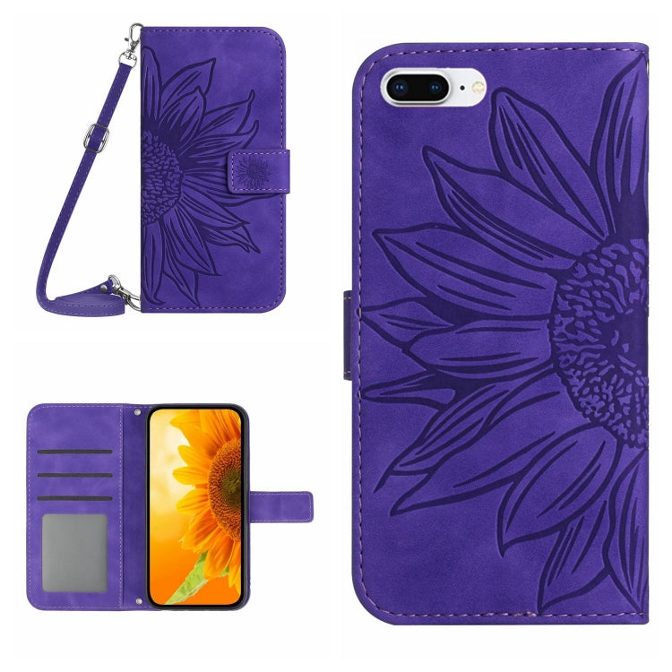 For iPhone 7 Plus / 8 Plus Skin Feel Sun Flower Pattern Flip Leather Phone Case with Lanyard