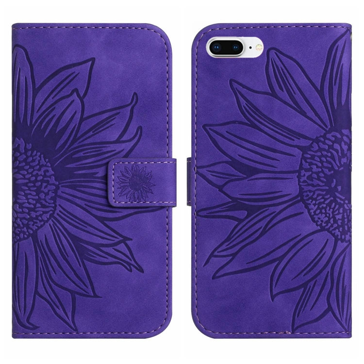 For iPhone 7 Plus / 8 Plus Skin Feel Sun Flower Pattern Flip Leather Phone Case with Lanyard