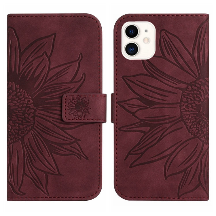 For iPhone 11 Skin Feel Sun Flower Pattern Flip Leather Phone Case with Lanyard