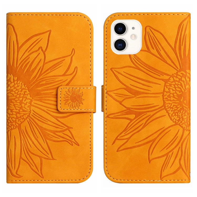 For iPhone 11 Skin Feel Sun Flower Pattern Flip Leather Phone Case with Lanyard