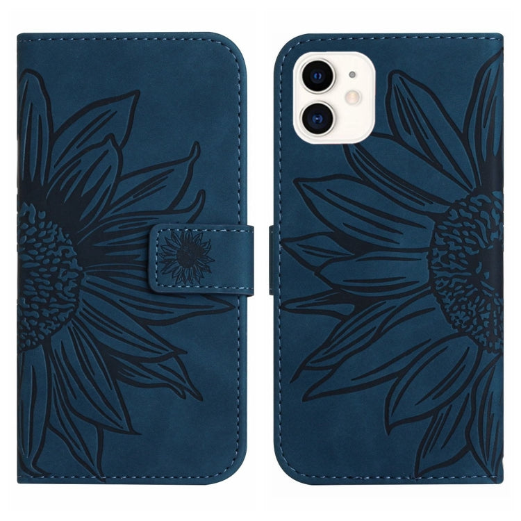 For iPhone 11 Skin Feel Sun Flower Pattern Flip Leather Phone Case with Lanyard