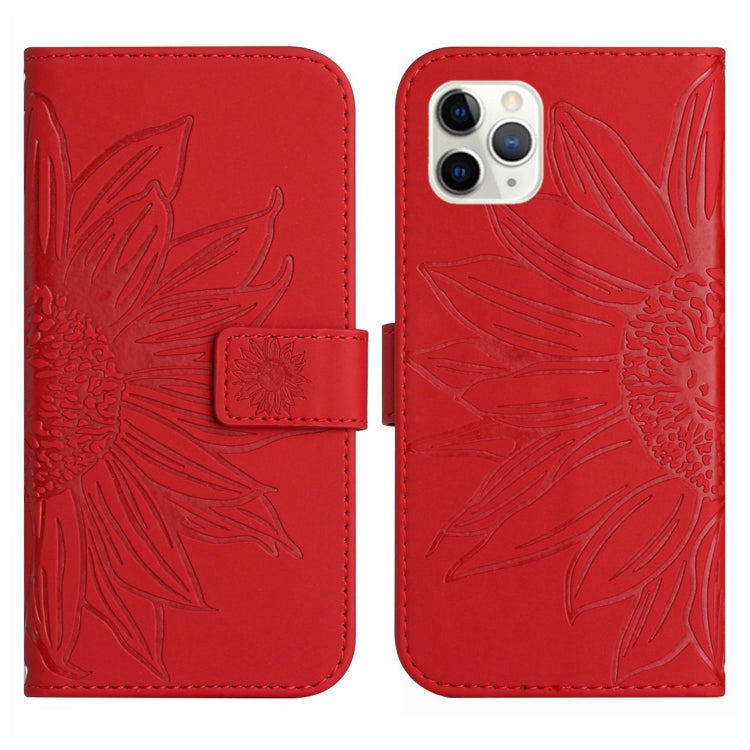 For iPhone 11 Pro Skin Feel Sun Flower Pattern Flip Leather Phone Case with Lanyard