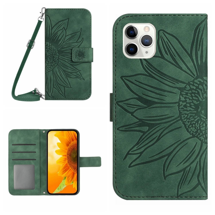 For iPhone 11 Pro Skin Feel Sun Flower Pattern Flip Leather Phone Case with Lanyard