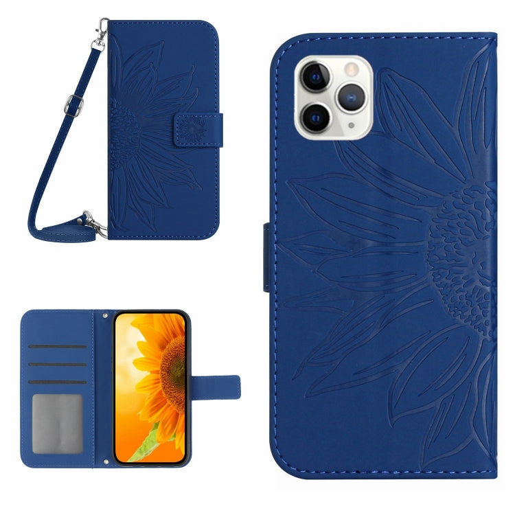 For iPhone 11 Pro Max Skin Feel Sun Flower Pattern Flip Leather Phone Case with Lanyard
