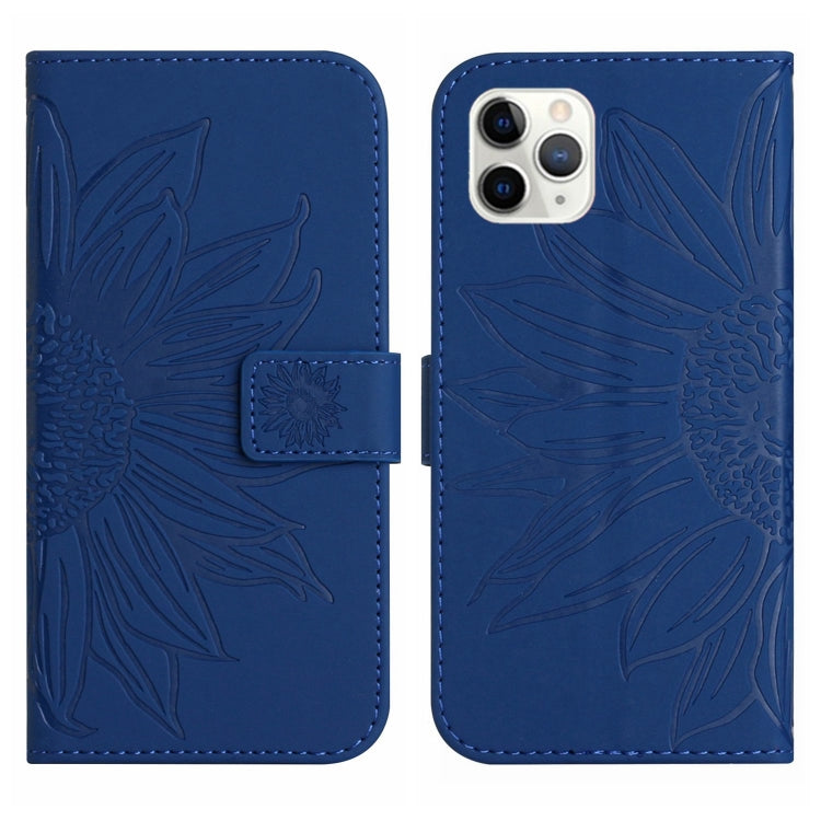 For iPhone 11 Pro Max Skin Feel Sun Flower Pattern Flip Leather Phone Case with Lanyard