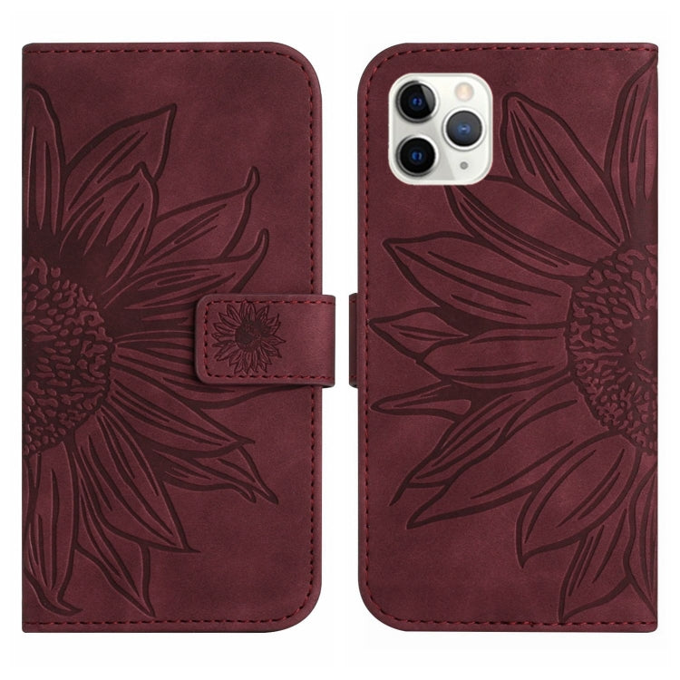 For iPhone 11 Pro Max Skin Feel Sun Flower Pattern Flip Leather Phone Case with Lanyard