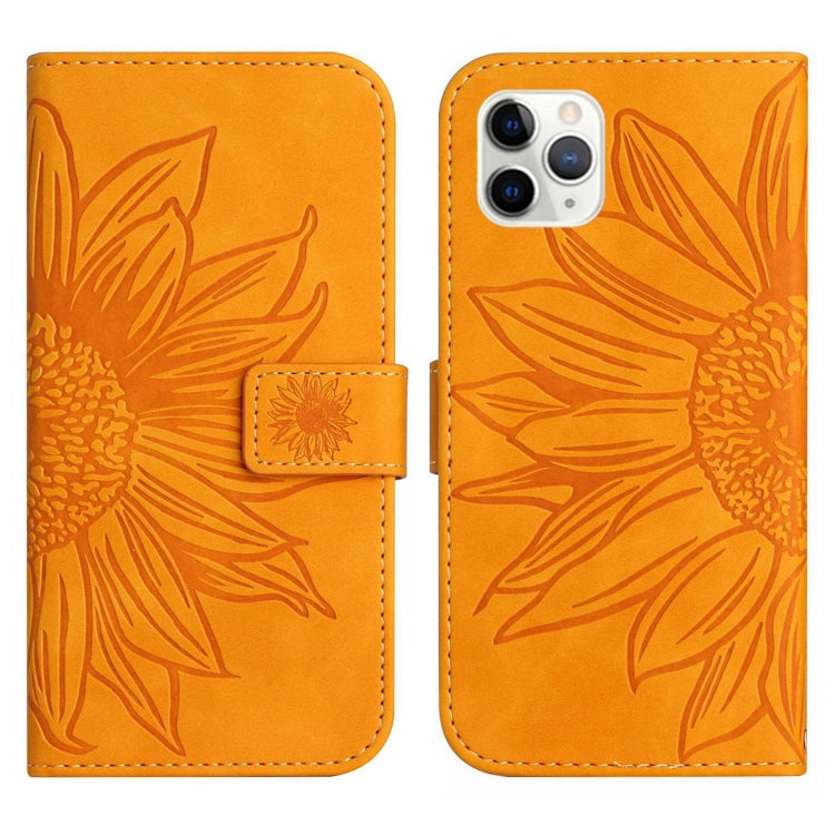 For iPhone 11 Pro Max Skin Feel Sun Flower Pattern Flip Leather Phone Case with Lanyard
