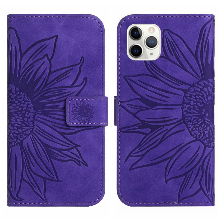 For iPhone 11 Pro Max Skin Feel Sun Flower Pattern Flip Leather Phone Case with Lanyard