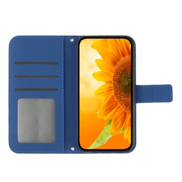 For iPhone 12 mini Skin Feel Sun Flower Pattern Flip Leather Phone Case with Lanyard
