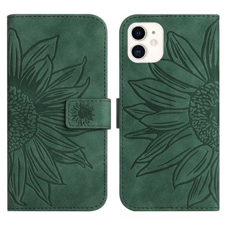 For iPhone 12 mini Skin Feel Sun Flower Pattern Flip Leather Phone Case with Lanyard