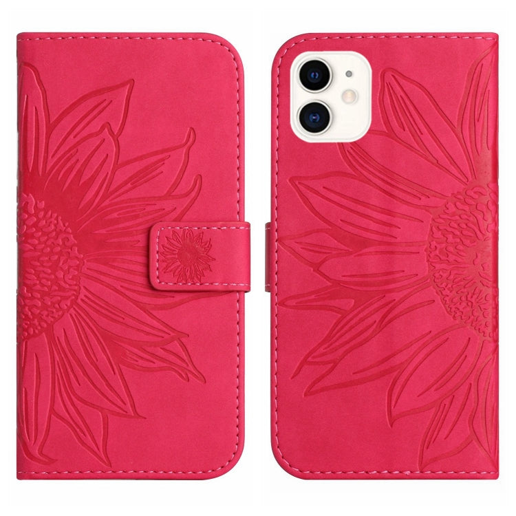 For iPhone 12 mini Skin Feel Sun Flower Pattern Flip Leather Phone Case with Lanyard