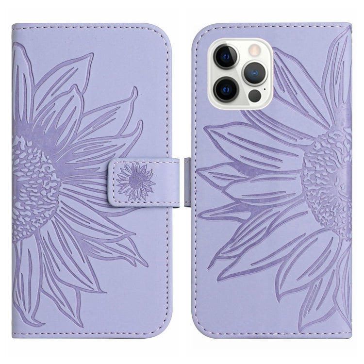 For iPhone 12 Pro Skin Feel Sun Flower Pattern Flip Leather Phone Case with Lanyard