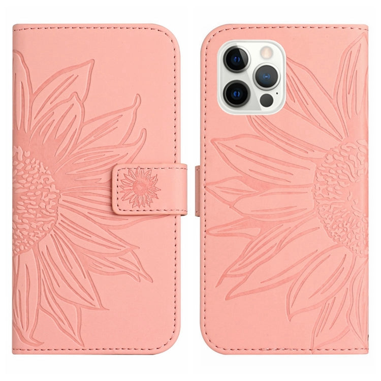 For iPhone 12 Pro Skin Feel Sun Flower Pattern Flip Leather Phone Case with Lanyard