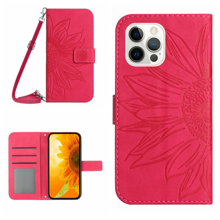 For iPhone 12 Pro Skin Feel Sun Flower Pattern Flip Leather Phone Case with Lanyard