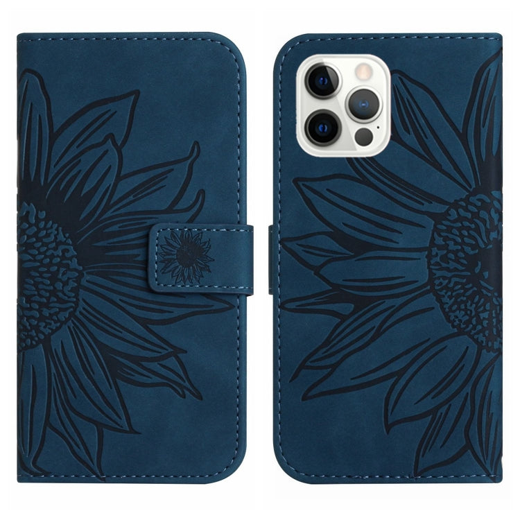 For iPhone 12 Pro Skin Feel Sun Flower Pattern Flip Leather Phone Case with Lanyard
