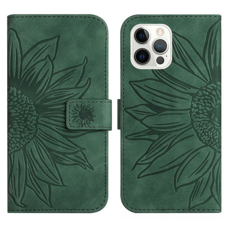 For iPhone 12 Pro Max Skin Feel Sun Flower Pattern Flip Leather Phone Case with Lanyard