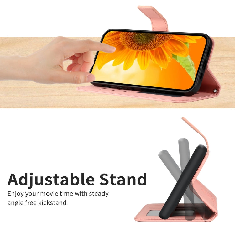 For iPhone 13 Pro Max Skin Feel Sun Flower Pattern Flip Leather Phone Case with Lanyard