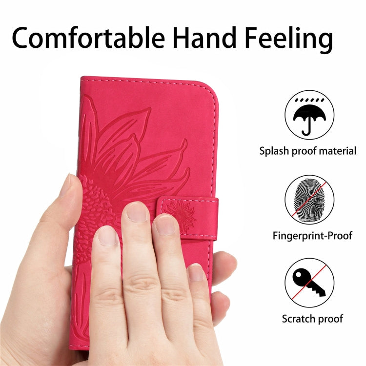 For iPhone 13 Pro Max Skin Feel Sun Flower Pattern Flip Leather Phone Case with Lanyard