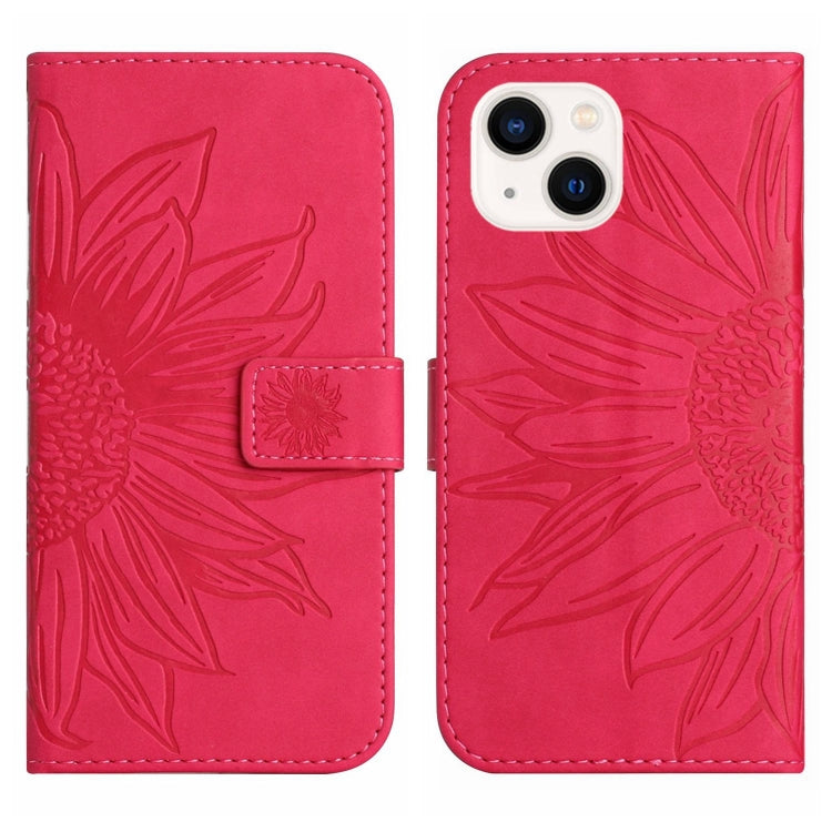For iPhone 14 Skin Feel Sun Flower Pattern Flip Leather Phone Case with Lanyard